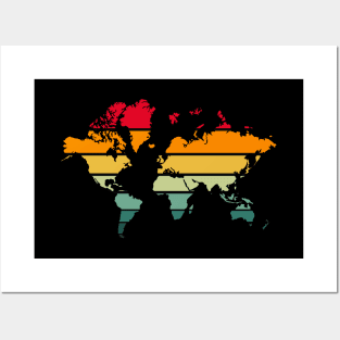 World map Retro style Posters and Art